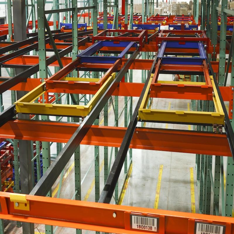 Industrial Warehouse Push Back Pallet Racking Storage System